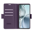 Θήκη για Realme 14 Pro+ 5G, ERBORD Glossy Litchi, πορτοφόλι με πτερύγιο, μωβ