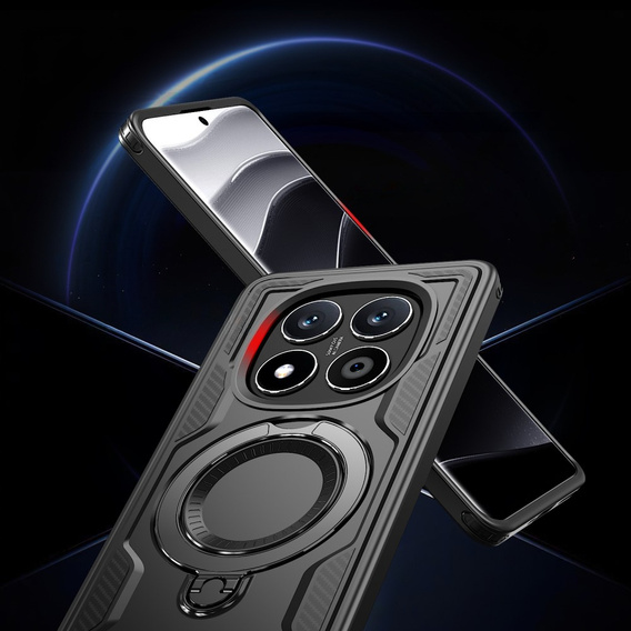 Θήκη για Xiaomi Redmi Note 14 Pro 5G /  Poco X7 5G, Στρατιωτικό MagSafe, μαύρη + γυαλί 9H