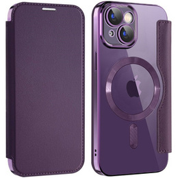 Θήκη με πτερύγιο για iPhone 15, RFID Wallet MagSafe CamShield, μωβ