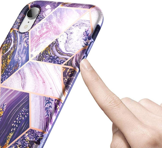 Θήκη για iPhone XR, Suritch Full Body Marble, μωβ