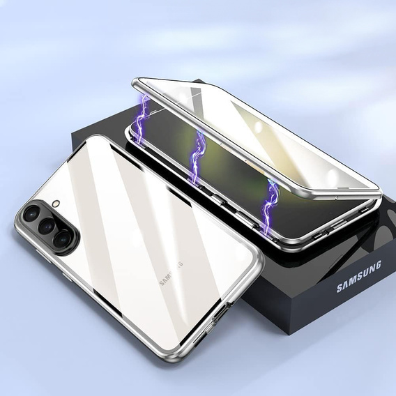 θήκη για το Samsung Galaxy A56, Magnetic Dual Glass, ασημένια