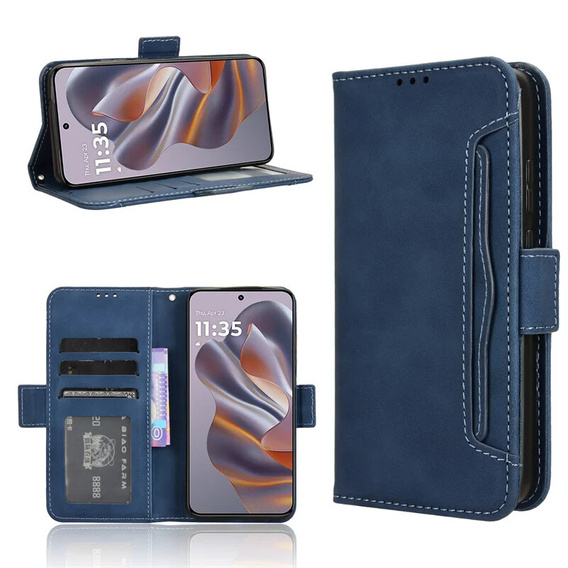 Θήκη με πτερύγιο για Motorola Edge 50 Neo / Motorola ThinkPhone 25, Card Slot, σκούρο μπλε
