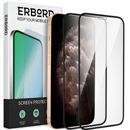 2x Μετριασμένο γυαλί για iPhone X/XS/11 Pro, ERBORD 3D πλήρης οθόνη