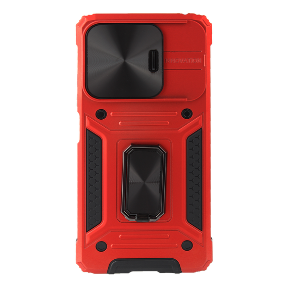 Θωρακισμένη θήκη για Xiaomi Redmi Note 13 5G, CamShield Slide, κόκκινη + Μετριασμένο γυαλί 9H