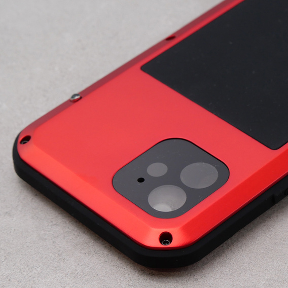 Love Mei Θήκη για iPhone 12, armored with glass, κόκκινη