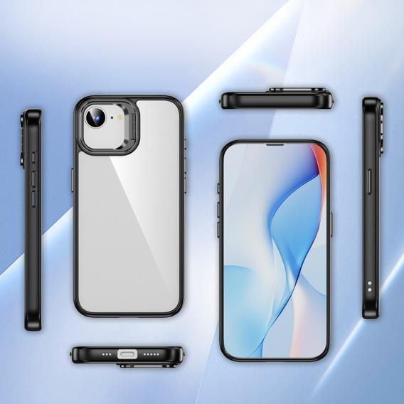 Θήκη για Iphone 16E, Πλαίσιο στήριξης, διαφανής / μαύρη