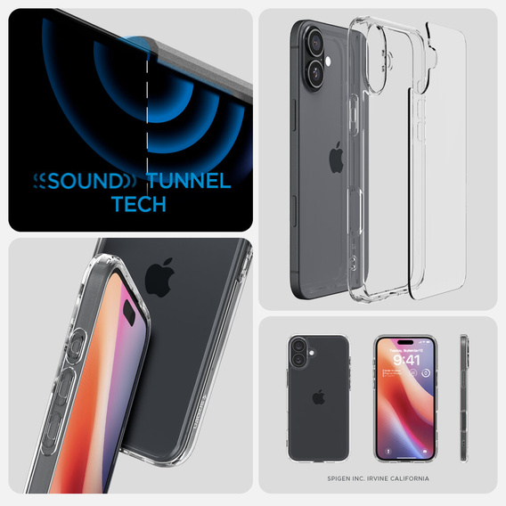 θήκη Spigen για iPhone 16, Ultra Hybrid, διαφανής + μετριασμένο γυαλί 9H
