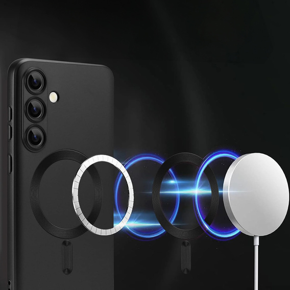 Θήκη για Samsung Galaxy S25, ColorMag, για MagSafe, μαύρη + γυαλί 9H, μετριασμένο