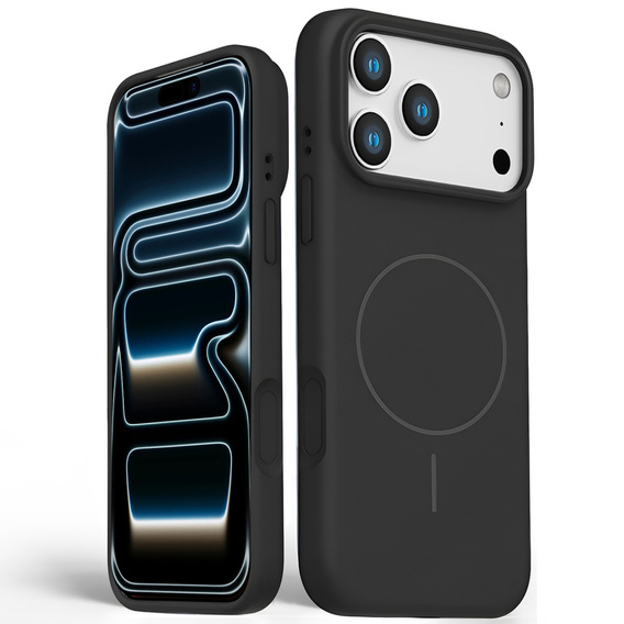 Θήκη σιλικόνης για iPhone 17 Pro, για MagSafe, αντικραδασμική, μαύρη