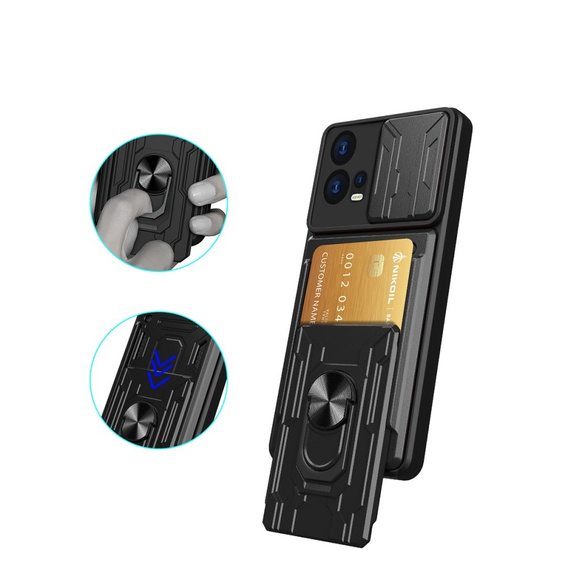 Θωρακισμένη θήκη για Motorola Edge 30 Fusion 5G, Camera Slide Card Slot, μαύρη