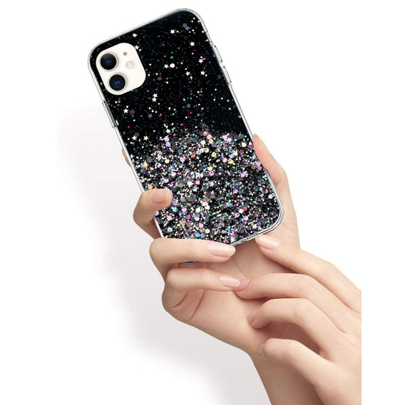 Θήκη για iPhone 12/12 Pro, Glittery, μαύρη