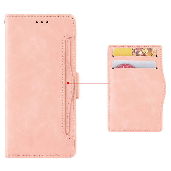 Θήκη με πτερύγιο για Realme C61, Card Slot, ροζ