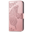 Θήκη με πτερύγιο για Samsung Galaxy A15, Butterfly Flower, ροζ + γυαλί 9H  
