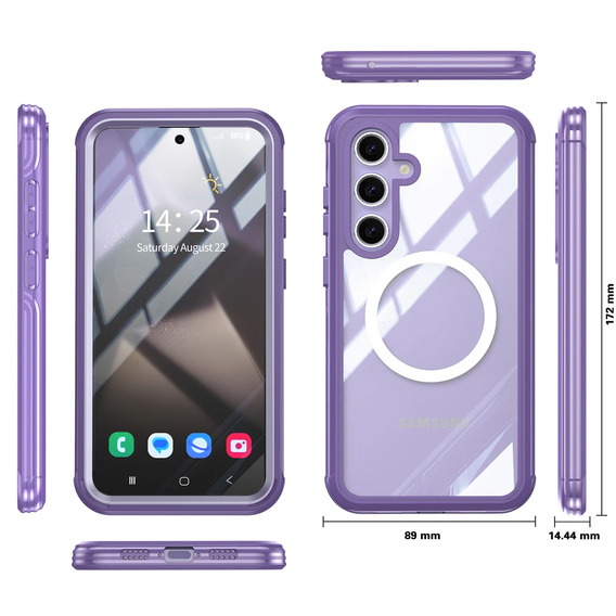 Θήκη για Samsung Galaxy S25+ Plus, Shockproof, με γυαλί, για MagSafe, μωβ