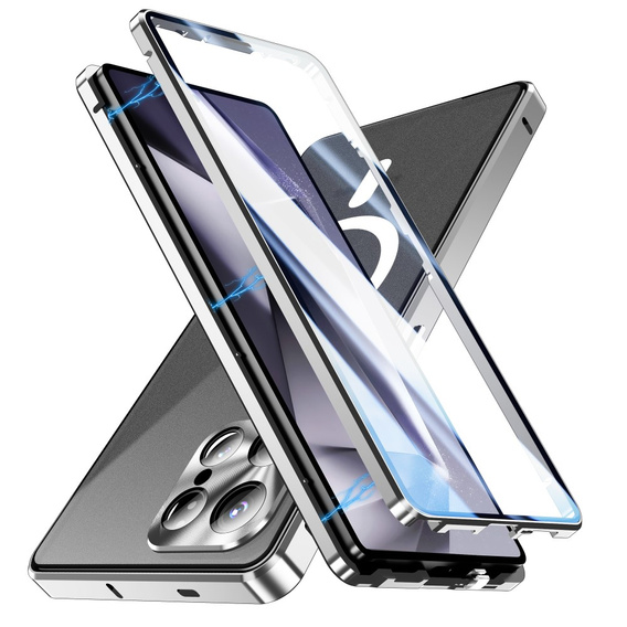 Μαγνητική θήκη MagSafe Dual Glass για Samsung Galaxy S25 Ultra, ασημένια
