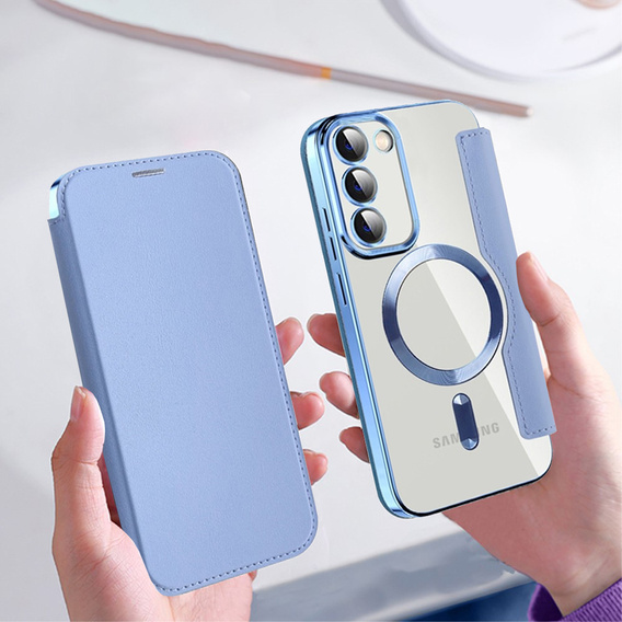 Θήκη με πτερύγιο για Samsung Galaxy S23, Wallet, MagSafe, μπλε