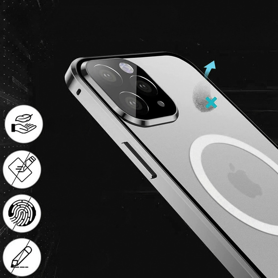 Μαγνητική θήκη MagSafe Dual Glass για iPhone 14 Pro Max, ασημένια