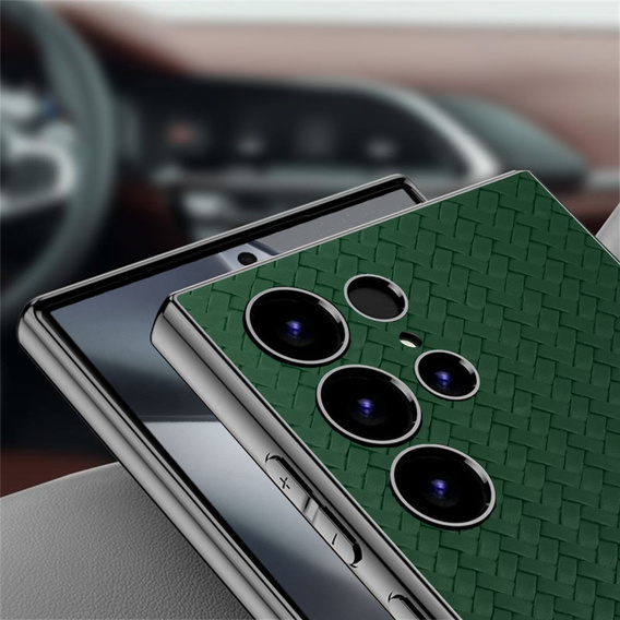 Θήκη για Samsung Galaxy S24 Ultra, GKK Woven Leather, πράσινη