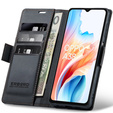 Θήκη για Oppo A18 4G / A38 4G, ERBORD Glossy Litchi, πορτοφόλι με πτερύγιο, μαύρη