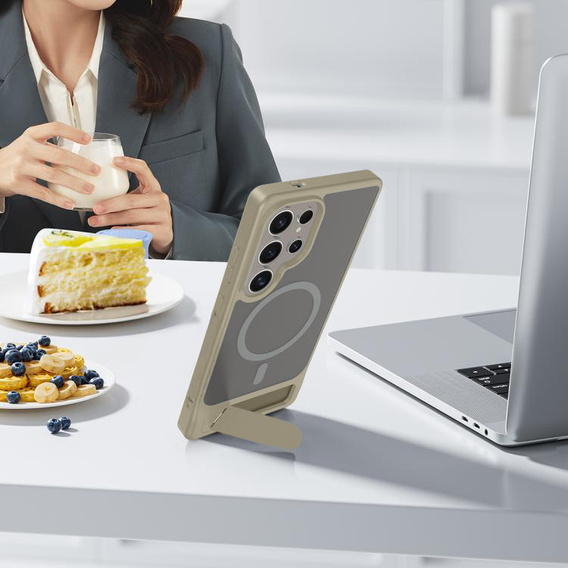 Θήκη για Samsung Galaxy S25 Ultra, Kickstand Matt Case, για MagSafe, γκρι