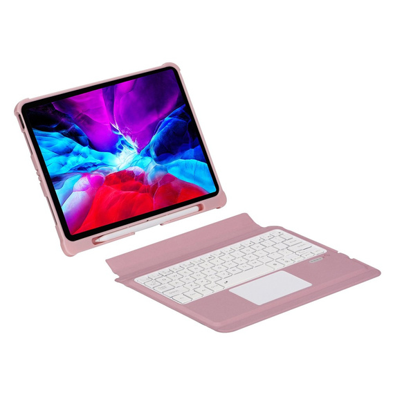 Θήκη + πληκτρολόγιο iPad Air 4 / 5 2020 / 2022 10.9, TouchPad, ροζ rose gold