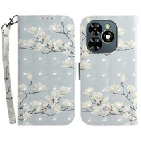 Θήκη με πτερύγιο για Infinix Hot 40i, Wallet, Magnolia Flowers γκρι