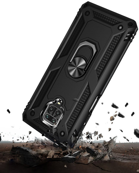 θωρακισμένη θήκη για Xiaomi Redmi Note 9S / 9 Pro, Nox Case Ring, μαύρη