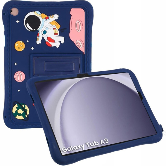 Παιδική θήκη σιλικόνης για Samsung Galaxy Tab A9 T220 X110 / X117, θωρακισμένη, αστροναύτης, Ναυτικό μπλε