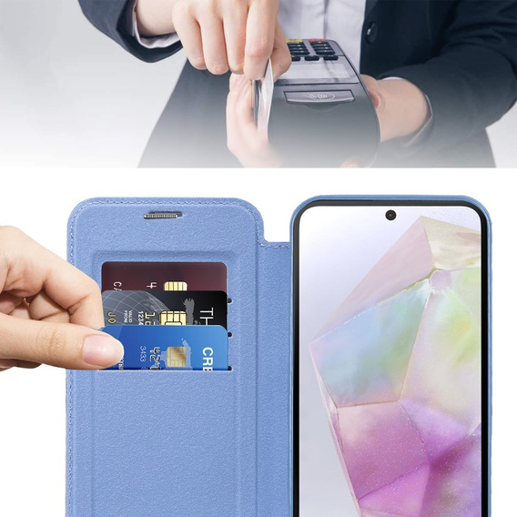 Θήκη με πτερύγιο για Samsung Galaxy A36, RFID Wallet MagSafe CamShield, μπλε