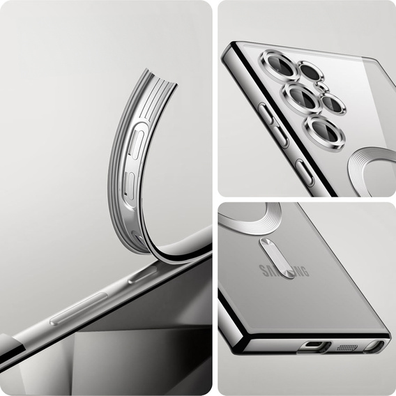 Θήκη για Samsung Galaxy S25 Ultra, Electro MagSafe, ασημένια + Γυαλί για την οθόνη