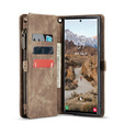 CASEME θήκη για Samsung Galaxy S25 Ultra, Retro Leather Wallet, με λουράκι, καφέ