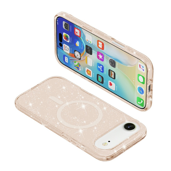 Θήκη για iPhone Air, για MagSafe, glitter, ημιδιαφανές χρυσό