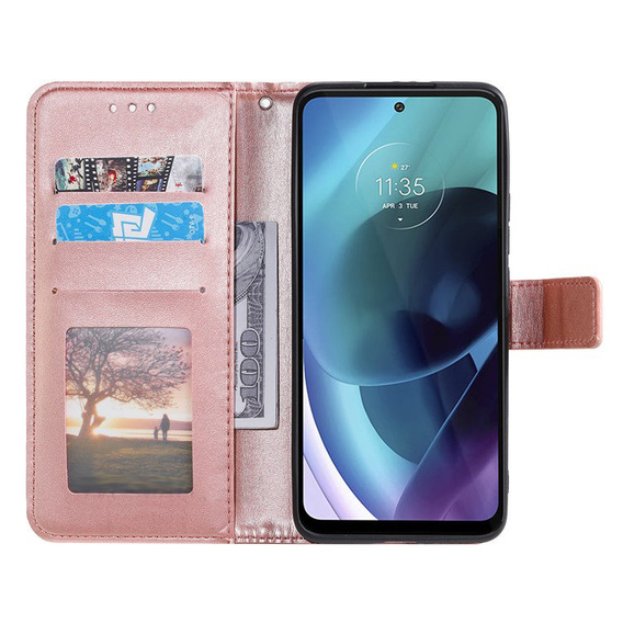 Θήκη με πτερύγιο για Motorola Moto G71 5G, Mandala, μπλε