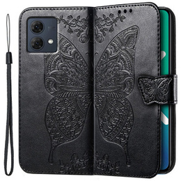 Θήκη με πτερύγιο για Motorola Moto G84, Butterfly, μαύρη
