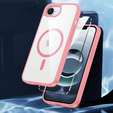 Μαγνητική θήκη για iPhone 16E, MagSafe, ροζ + σκληρυμένο γυαλί 9H