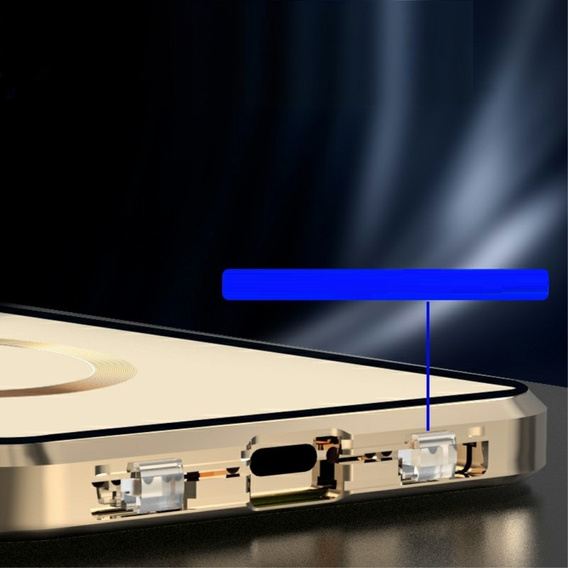 Μαγνητική θήκη MagSafe Dual Glass για iPhone 15 Plus, χρυσή