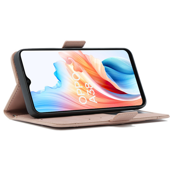 Θήκη με πτερύγιο για Oppo A38 4G / Oppo A18 4G, Card Slot, ροζ