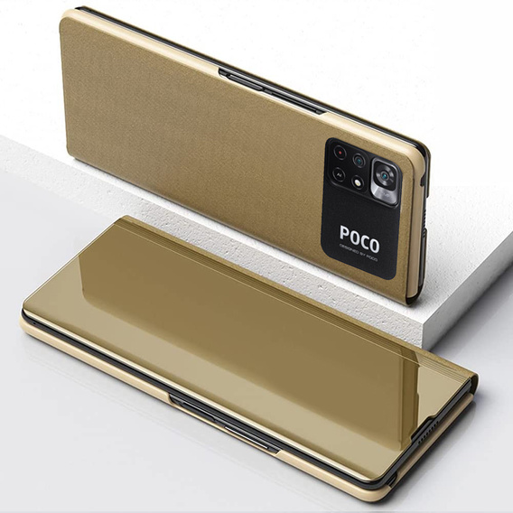 Θήκη για Xiaomi Poco M4 Pro 4G, Clear View, χρυσή