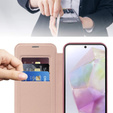 Θήκη με πτερύγιο για Samsung Galaxy A17 5G, πορτοφόλι RFID, για MagSafe, διάφανο / ροζ