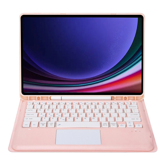 Θήκη + πληκτρολόγιο Samsung Galaxy Tab S9+, Leather Pen Slot TouchPad, ροζ rose gold