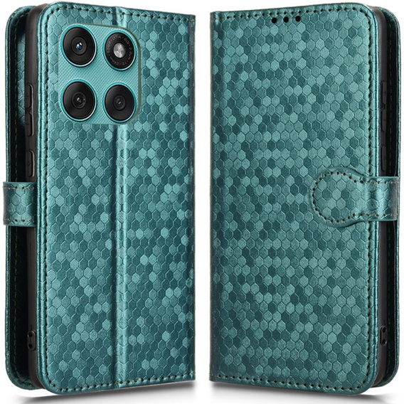 θήκη πτερύγιο για Motorola Edge 60 / 60 Fusion, Wallet Rhombus, πράσινη