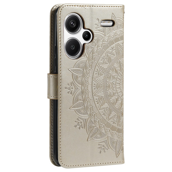 Θήκη με πτερύγιο για Xiaomi Redmi Note 13 Pro+, Mandala, χρυσή