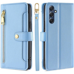Θήκη με πτερύγιο για Samsung Galaxy S24 FE, Wallet Zipper Pocket, μπλε