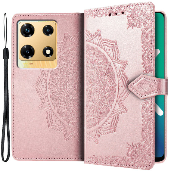 Θήκη με πτερύγιο για Infinix Note 30 Pro 4G, Mandala, ροζ rose gold