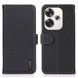KHAZNEH θήκη RFID για Xiaomi Poco F6, Litchi Texture, μαύρη