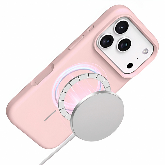 Θήκη σιλικόνης για iPhone 17 Pro, για MagSafe, αντικραδασμική, ροζ