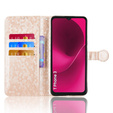 θήκη πτερύγιο για T Phone 3 5G, Wallet Rhombus, χρυσή
