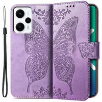 Θήκη με πτερύγιο για Xiaomi Poco F5, Butterfly, μωβ