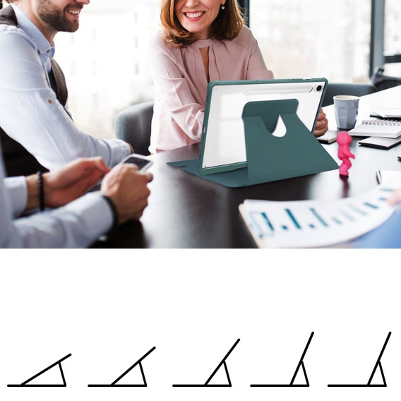 Θήκη πληκτρολογίου για Samsung Galaxy Tab S10 Lite / S10 FE / S9 FE, Rotary 360° Leather, σκούρα πράσινη