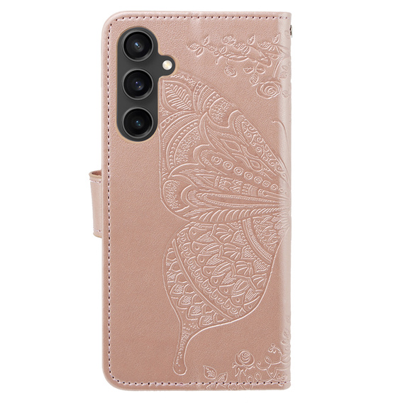 Θήκη με πτερύγιο για Samsung Galaxy S23 FE, Butterfly, ροζ rose gold